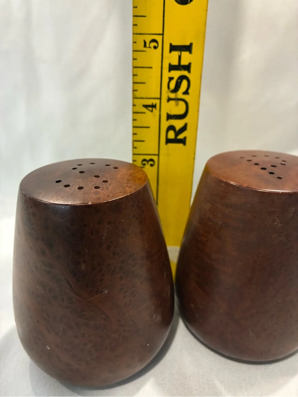 Wooden Salt/Pepper Shakers Mid Century Modern Classic Round Redwood Shakers